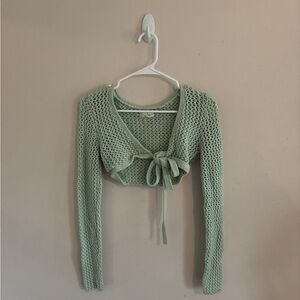 Green crochet sweater